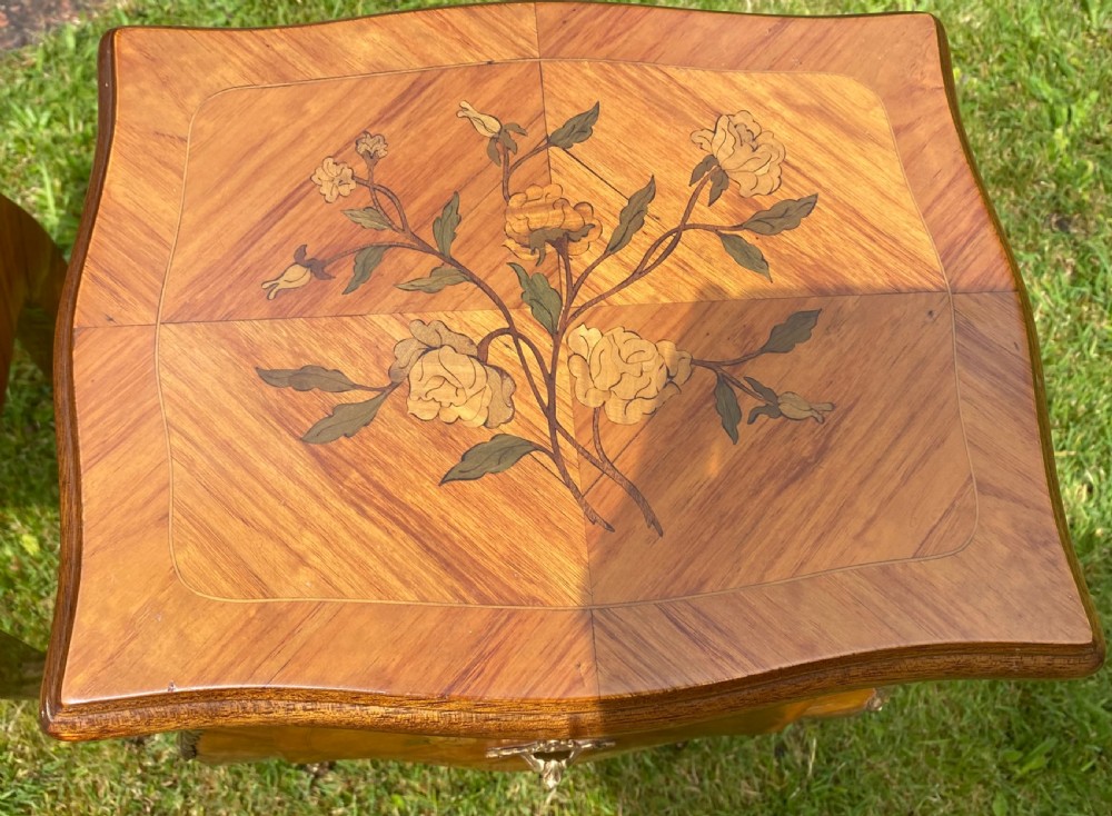 Pair of French Marquetry bedside tables  View III