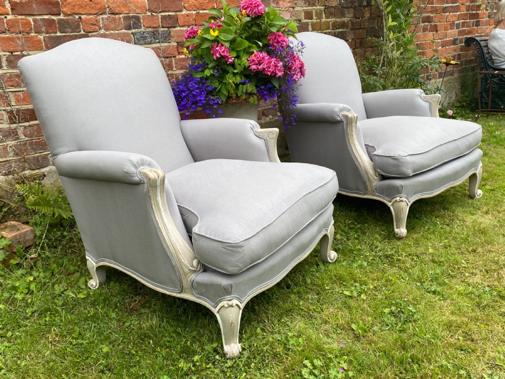 Pair of large recently upholstered Bergere Armchairs  View IV