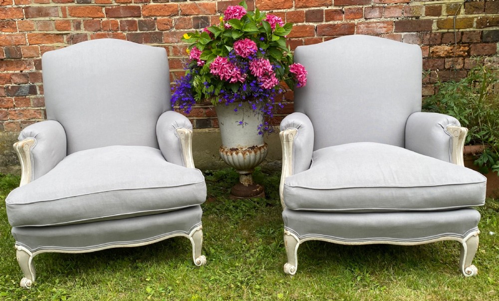 Pair of large recently upholstered Bergere Armchairs  View V