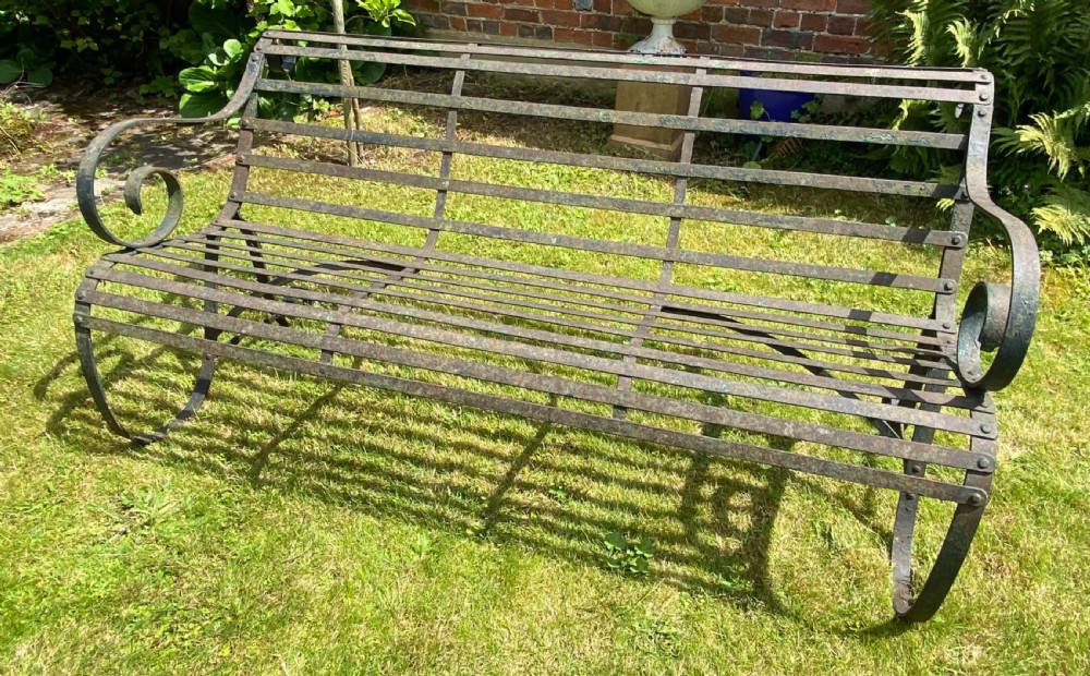 Wrought iron strapwork garden bench View V