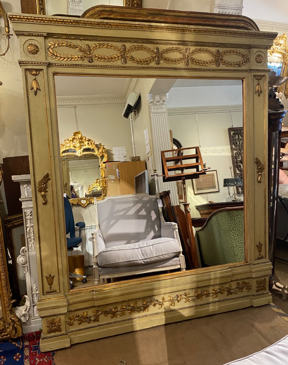 Very large painted 19th Century Overmantel mirror View II