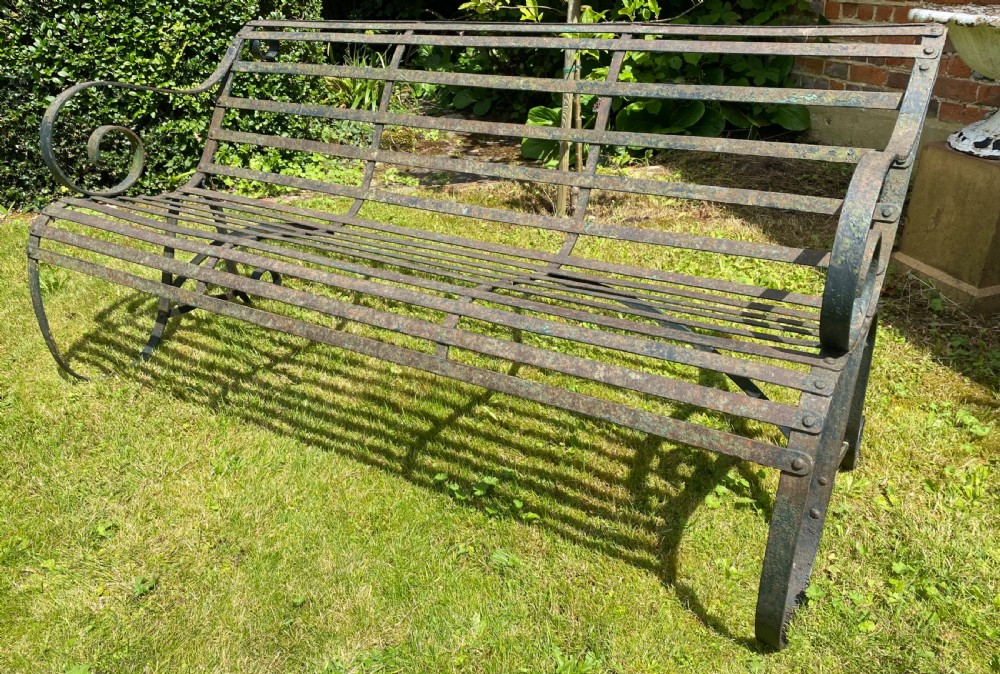 Early 19th Century strap work garden bench View VI