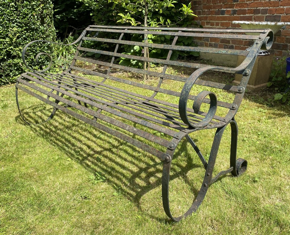 Early 19th Century strap work garden bench