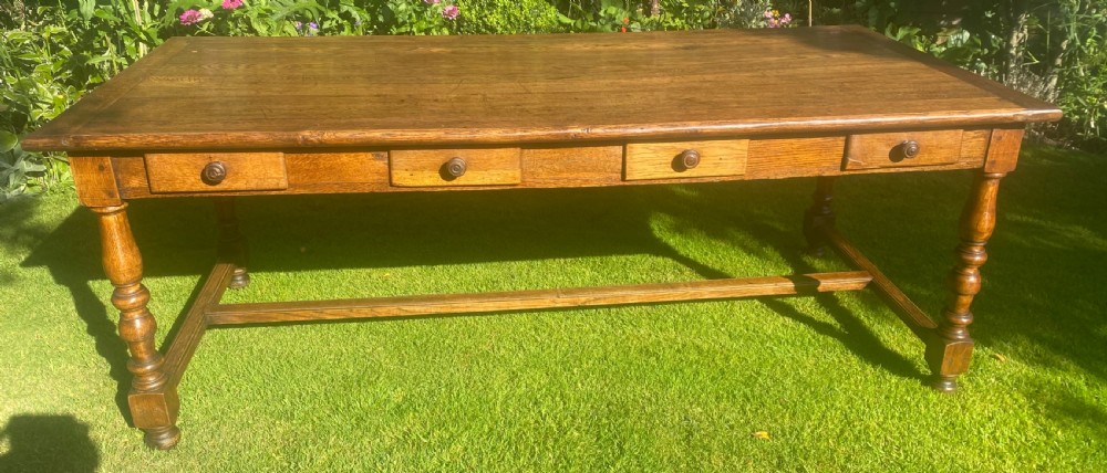 Large oak farmhouse table  View V