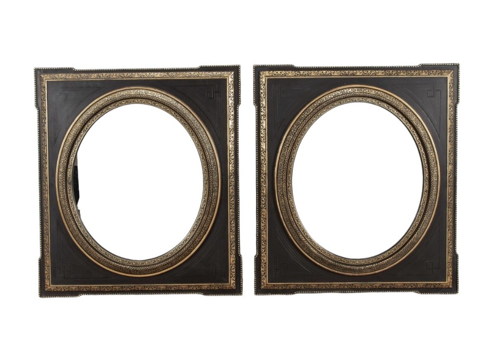 Pair Of Napoleon III Ebonised Mirrors 