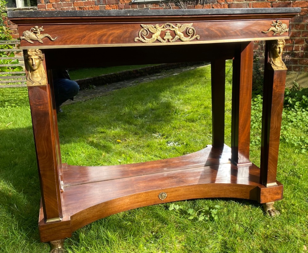 A French Empire console table in flame mahogany 