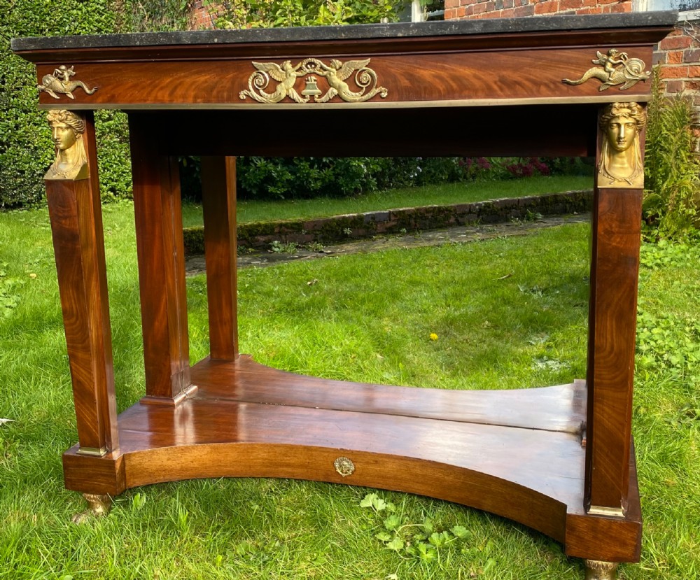 A French Empire console table in flame mahogany  View III