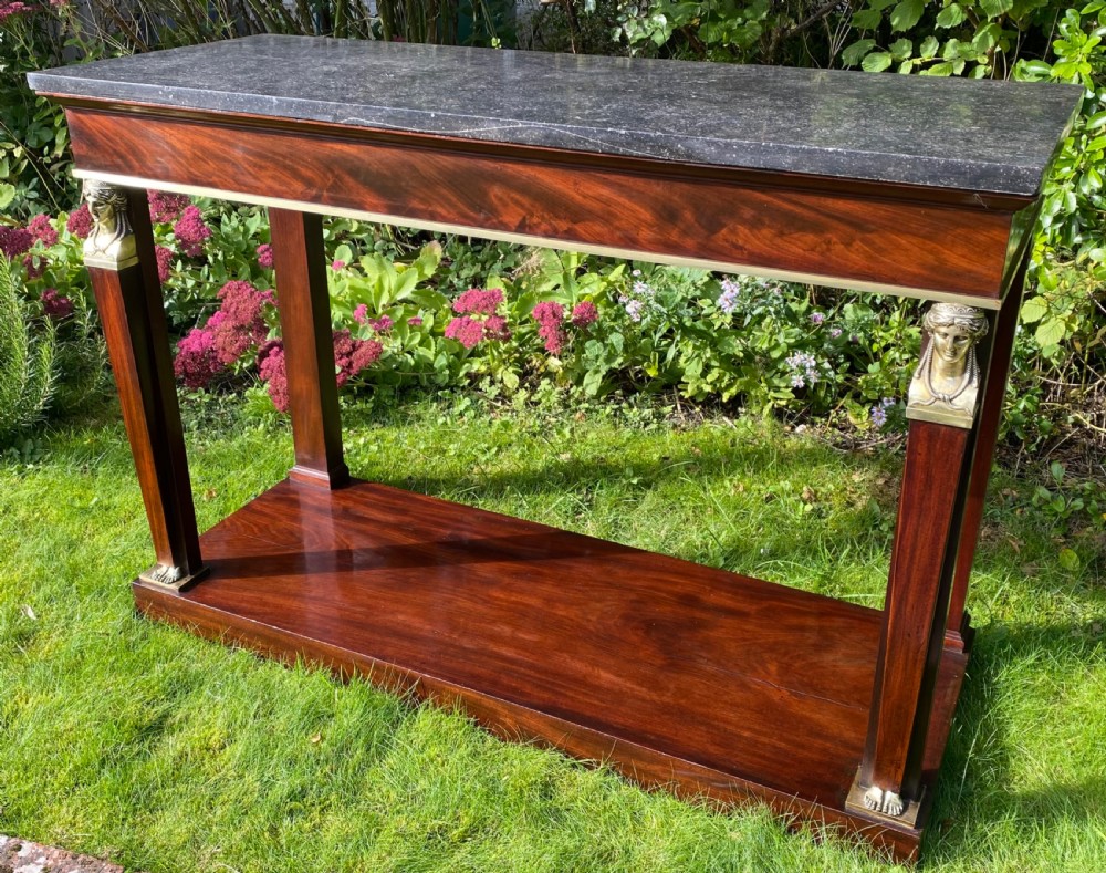 Large French Empire Console Table in Flame Mahogany 