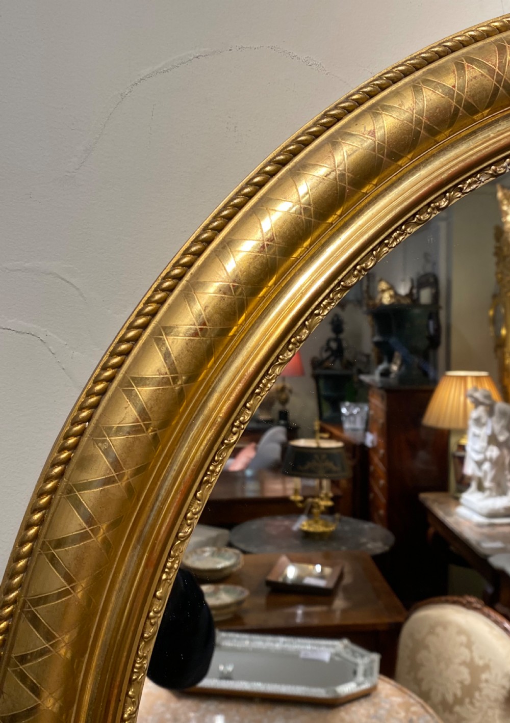 19th Century embossed gilt mirror  View V