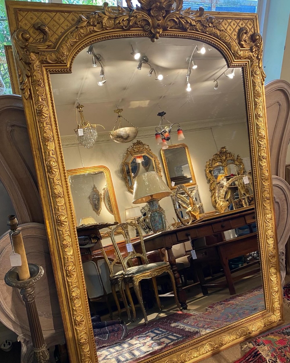 Very large 19th Century gilt overmantel mirror 