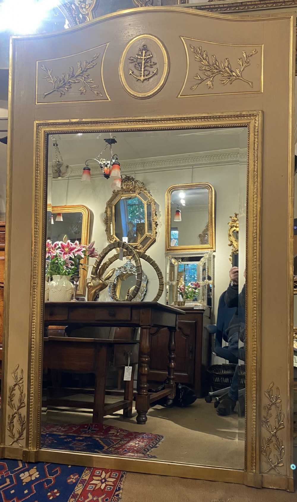19th Century Trumeau mirror with anchor motif