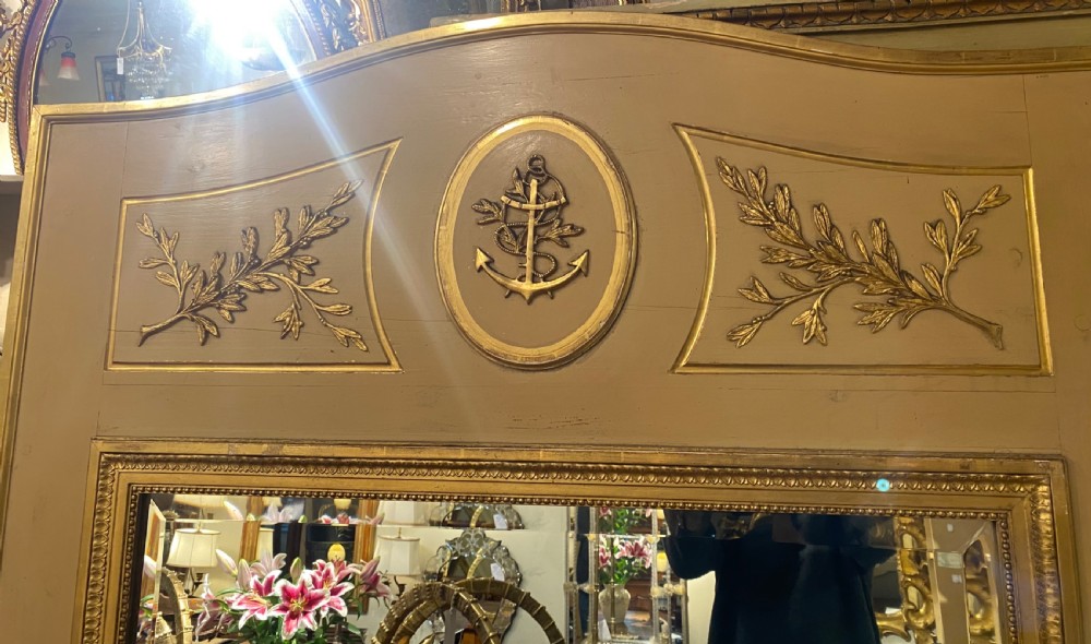 19th Century Trumeau mirror with anchor motif View II
