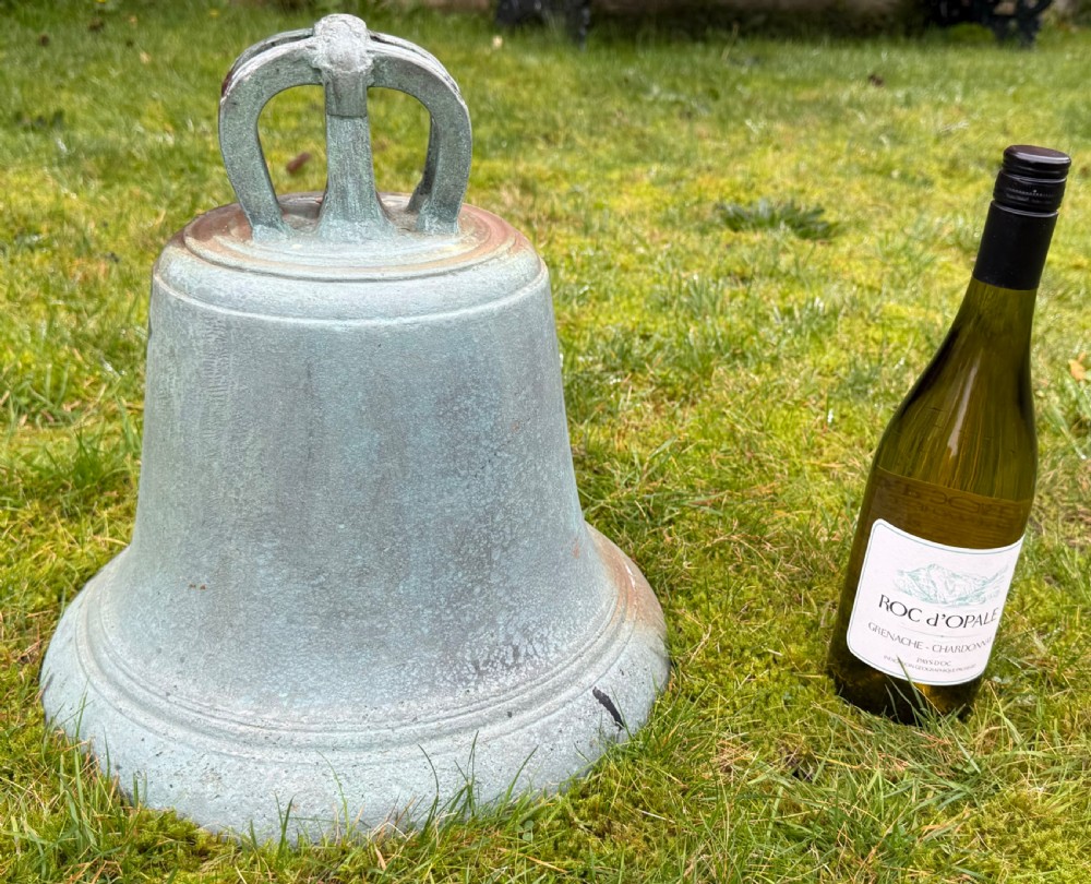 A large bronze estate bell and support  View II