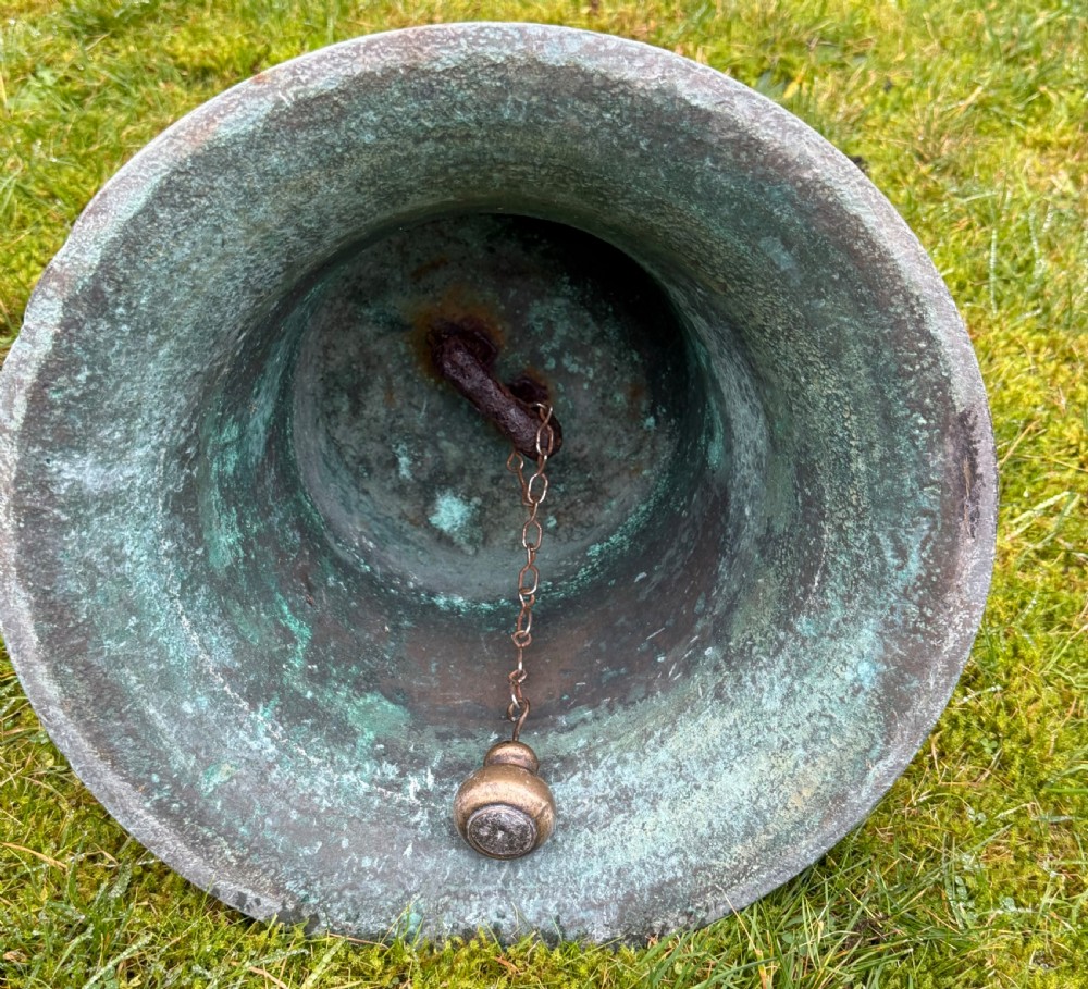 A large bronze estate bell and support  View III