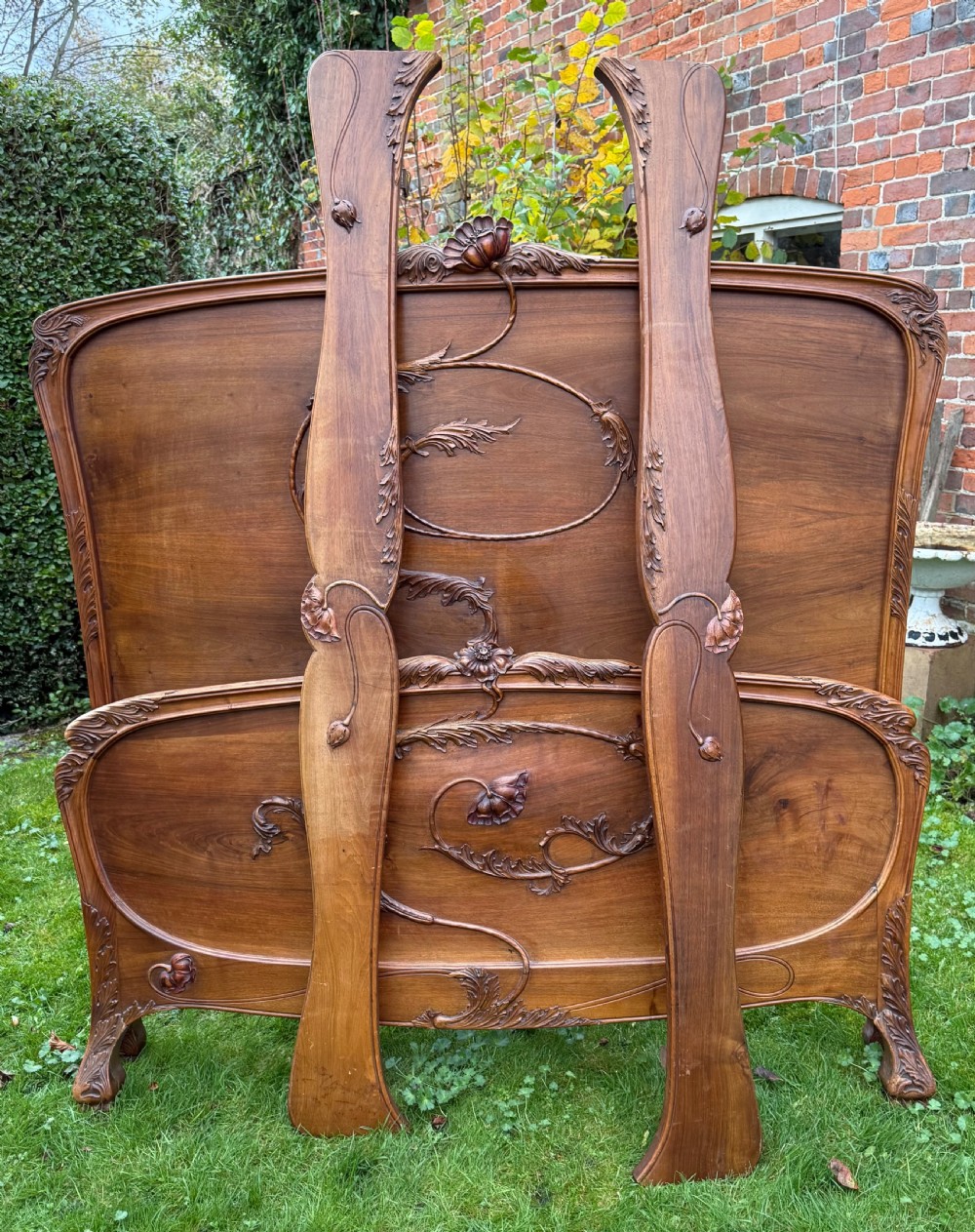 Art nouveau walnut bed