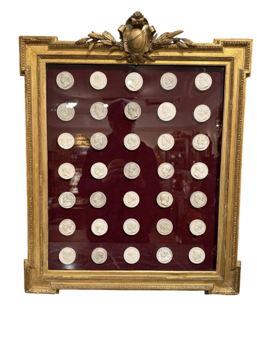 19th Century Framed Collection Of 35 Plaster Intaglios