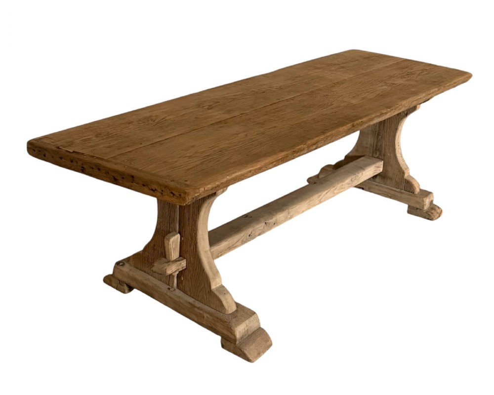 19th C French Bleached Oak Refectory Table 
