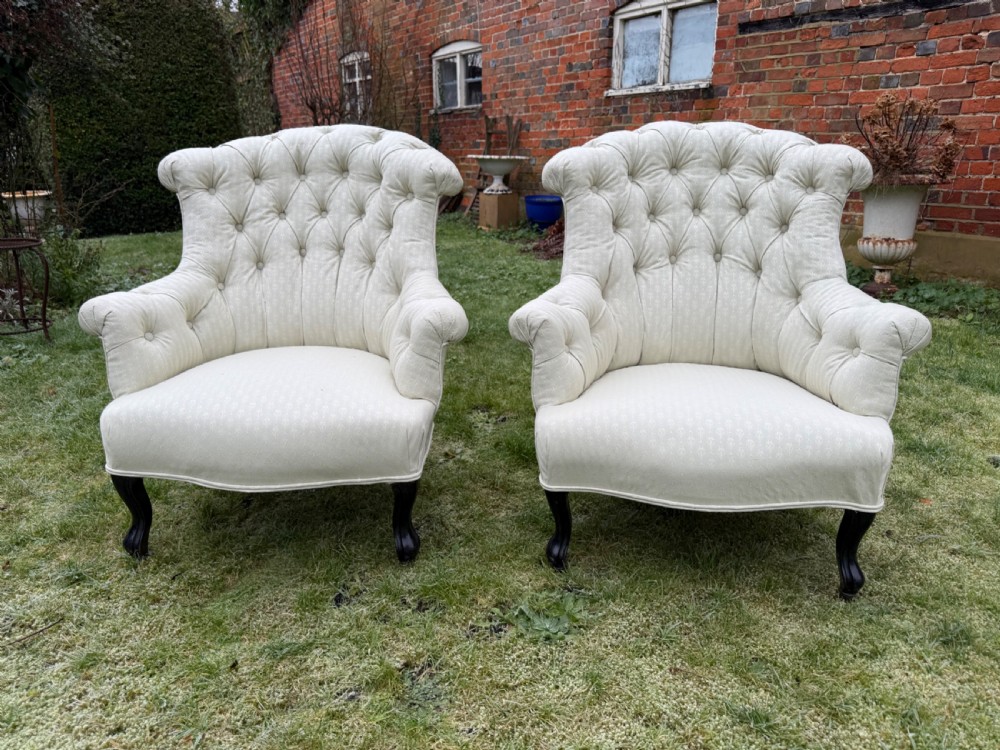 Pair of button back armchairs  View III