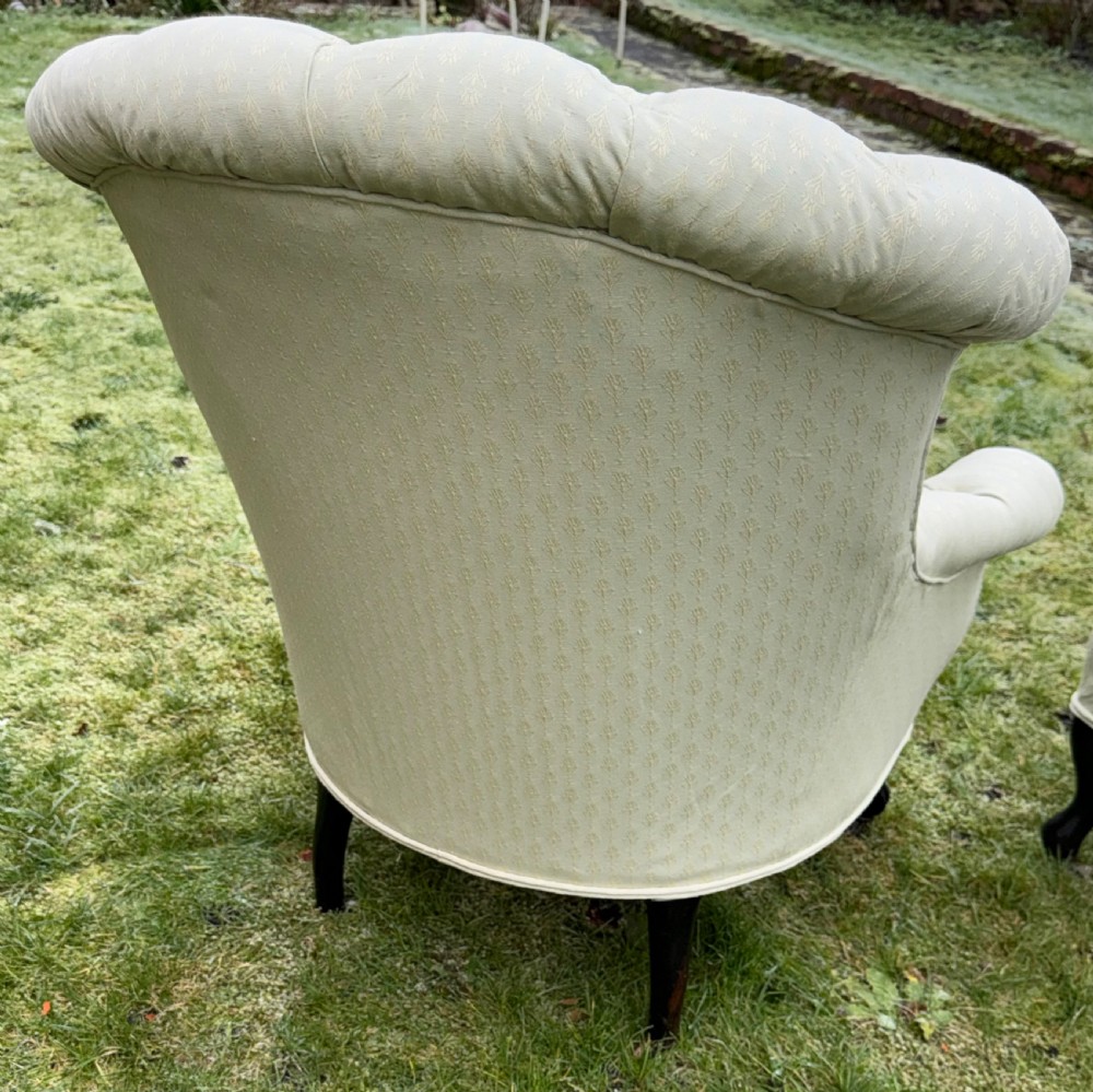 Pair of button back armchairs  View V