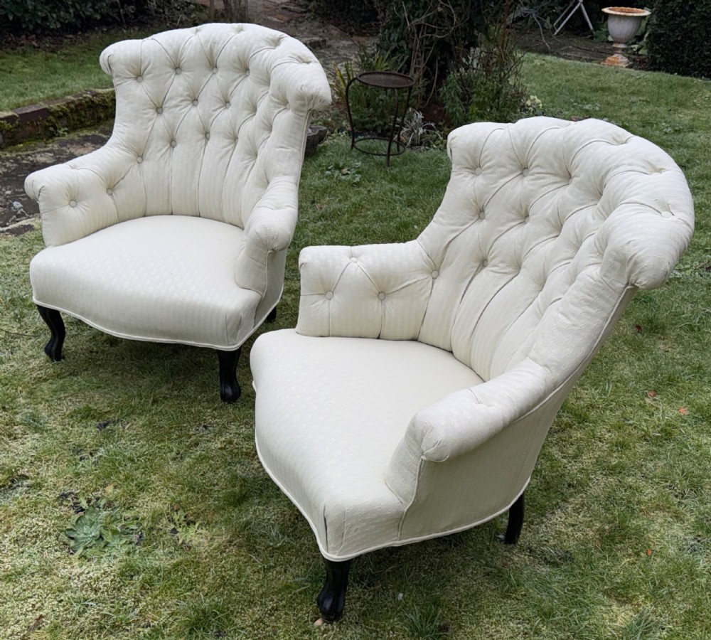 Pair of button back armchairs  View VI