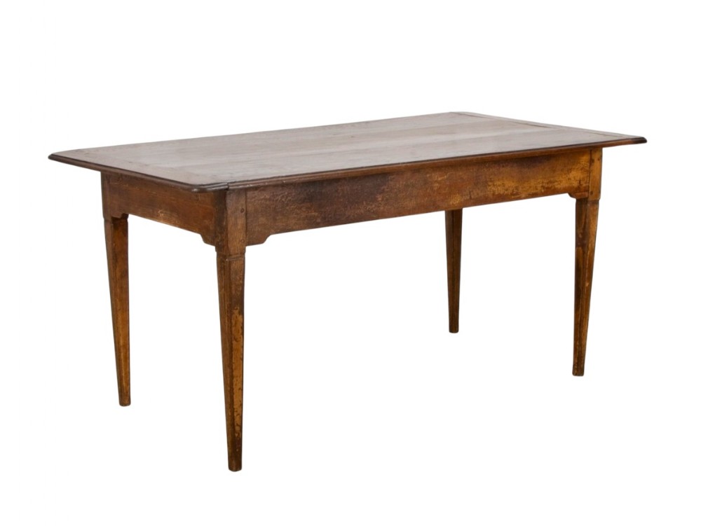 French 19th C Oak Top Farm Table 