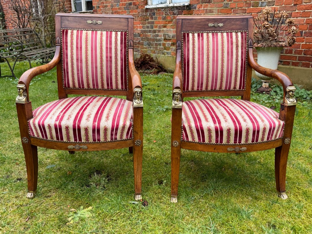 Pair of French Empire armchairs in walnut  View IV