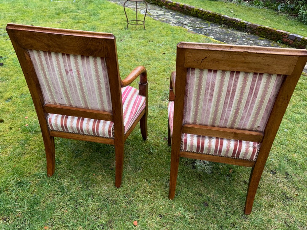 Pair of French Empire armchairs in walnut  View V