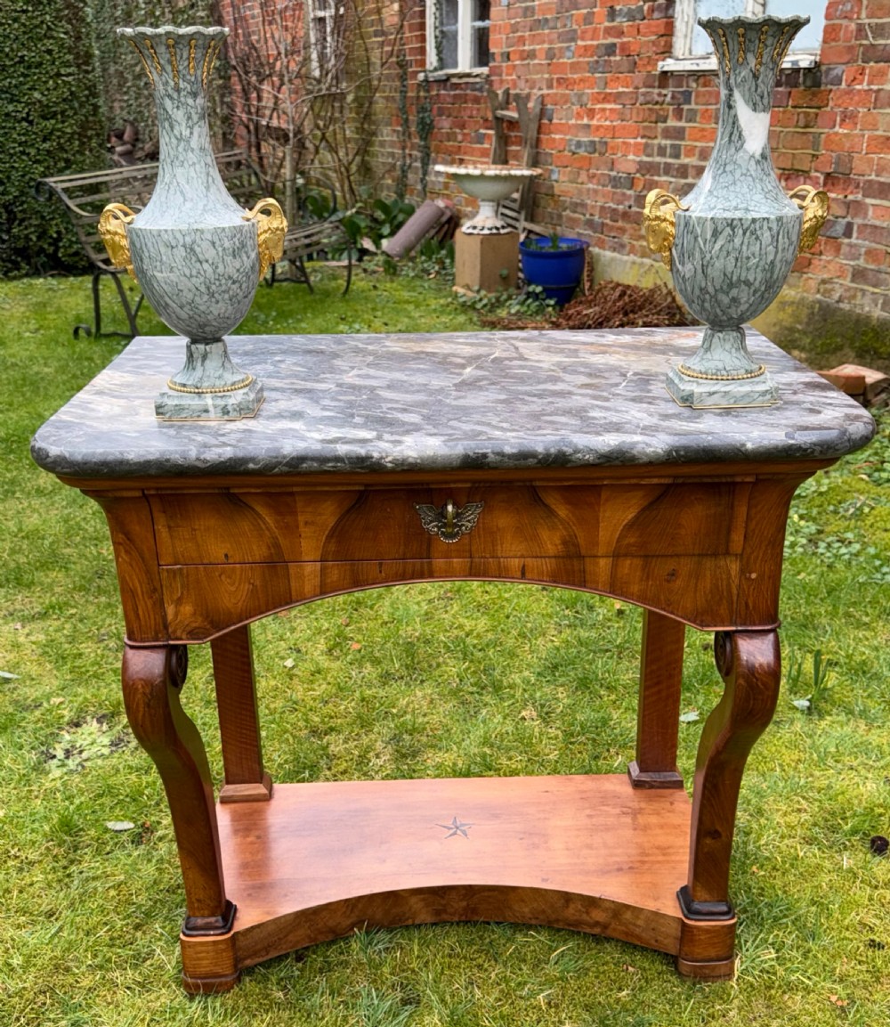 Restauration period figured walnut console table View VI