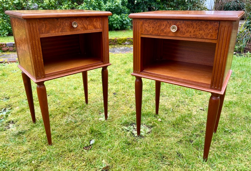 Pair of burr wood bedside tables