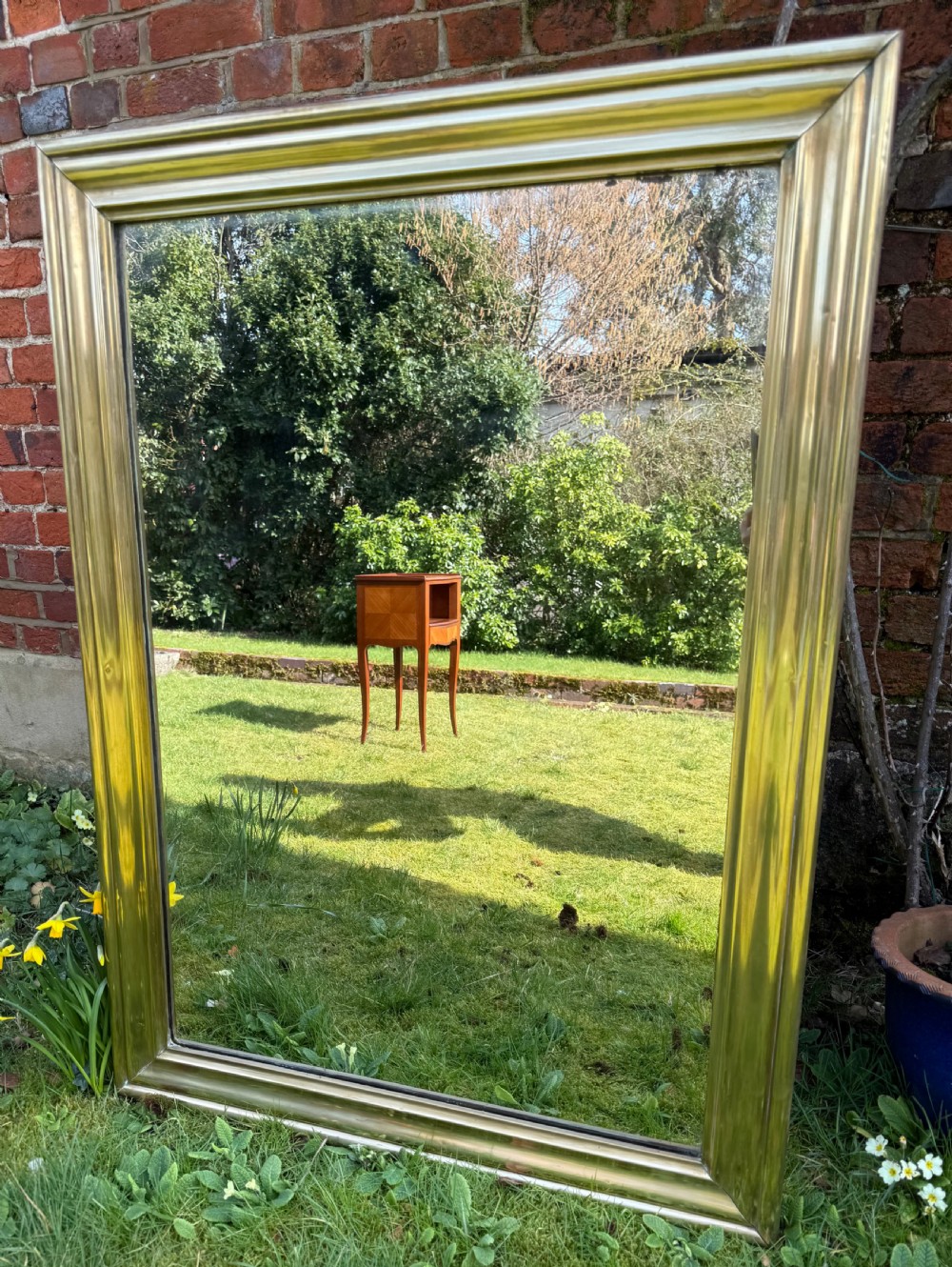 French 19th Century Brass Bistro Mirror