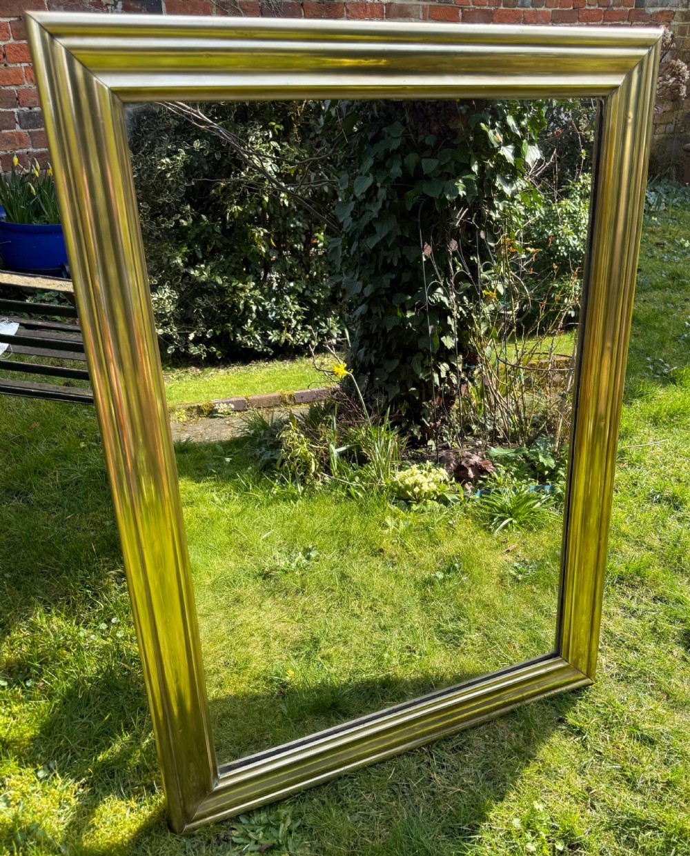 French 19th Century Brass Bistro Mirror View V