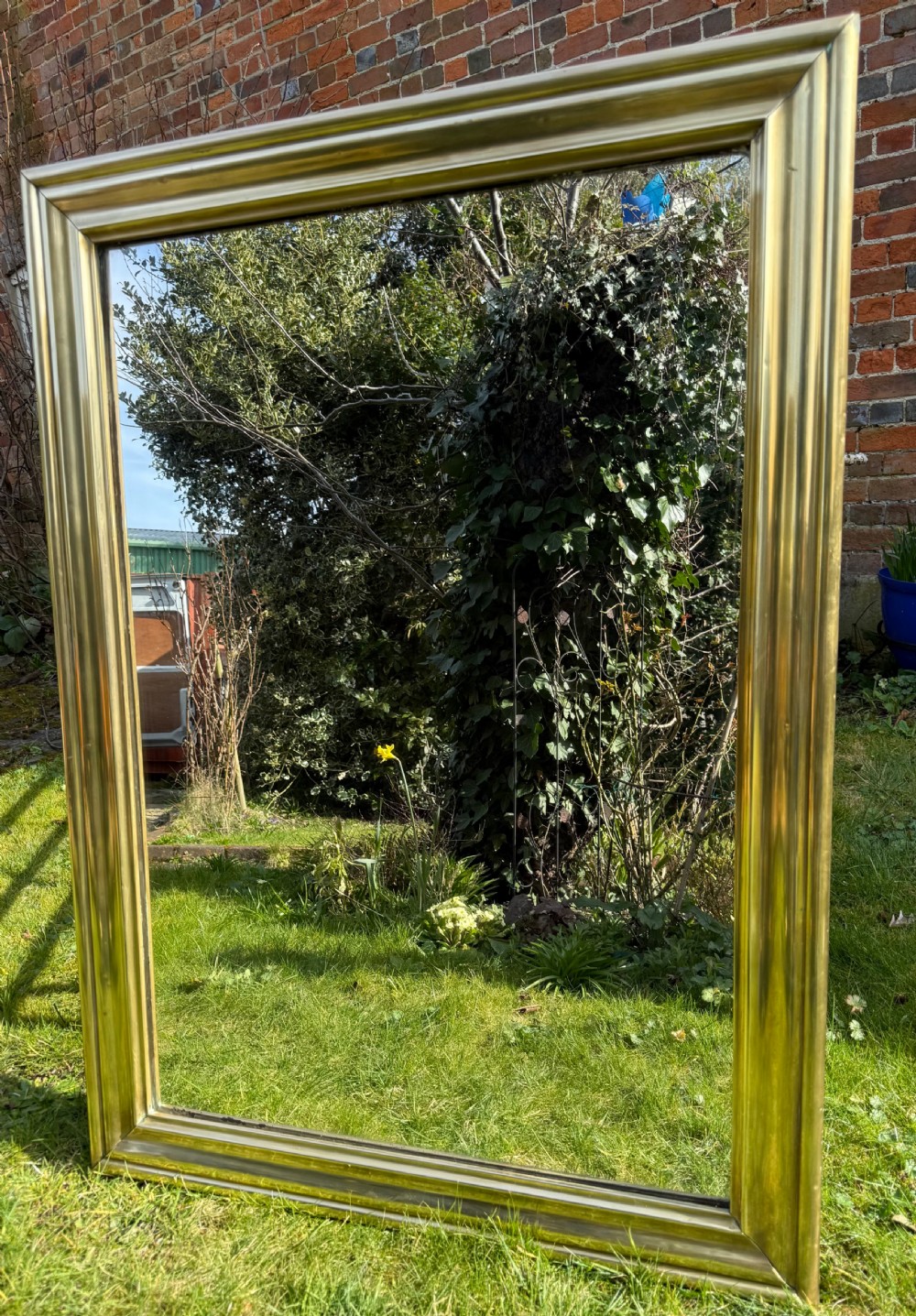 French 19th Century Brass Bistro Mirror View VI