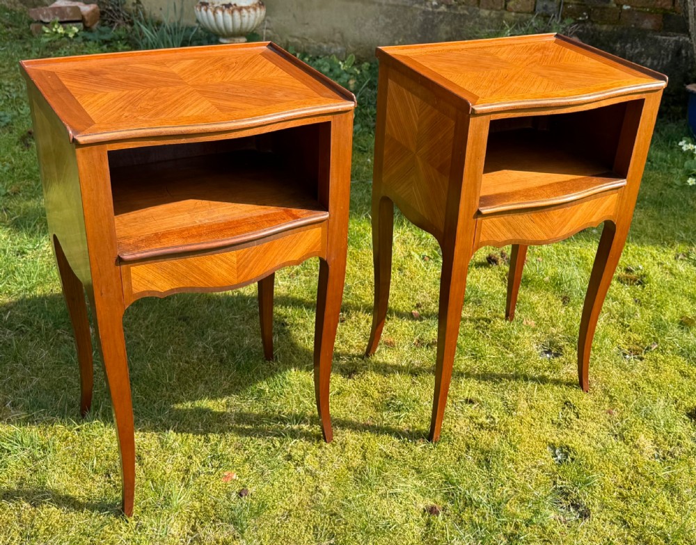 Pair of walnut bedside tables View II