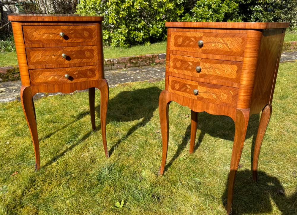 Pair of marquetry bedside tables  View II