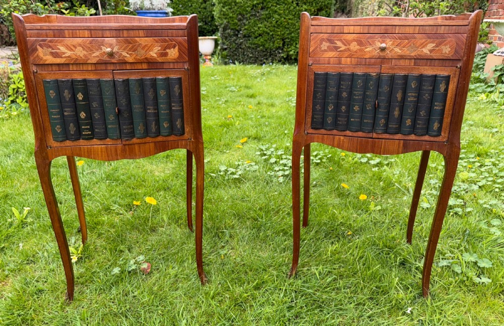 Pair of Inlaid bedside tables with book bindings  View VII