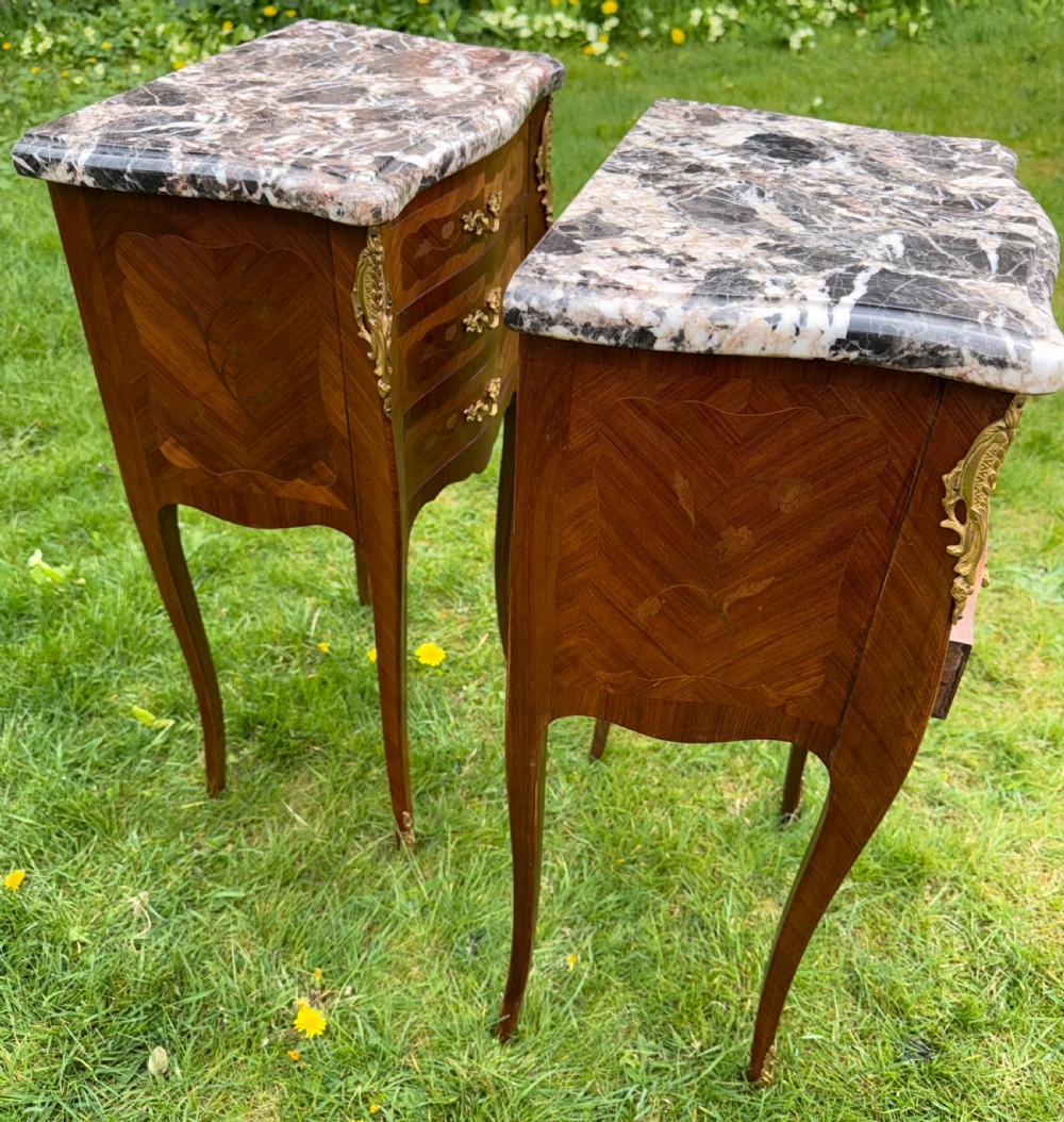 Pair of marquetry bedside tables  View II