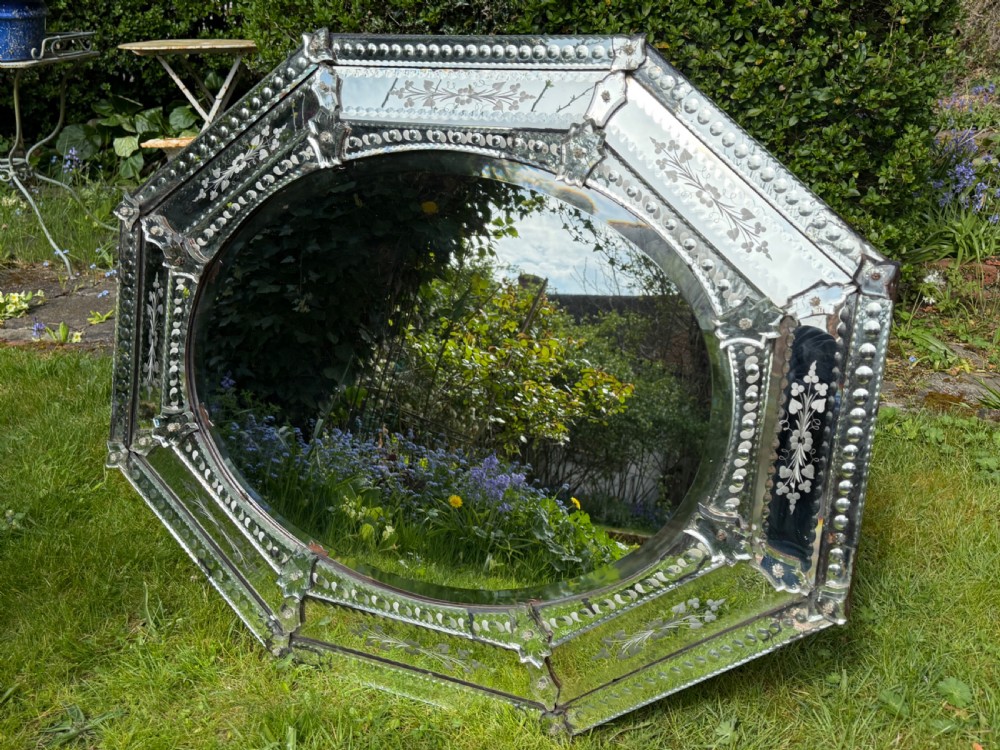 Octagonal Venetian cut glass mirror  View V