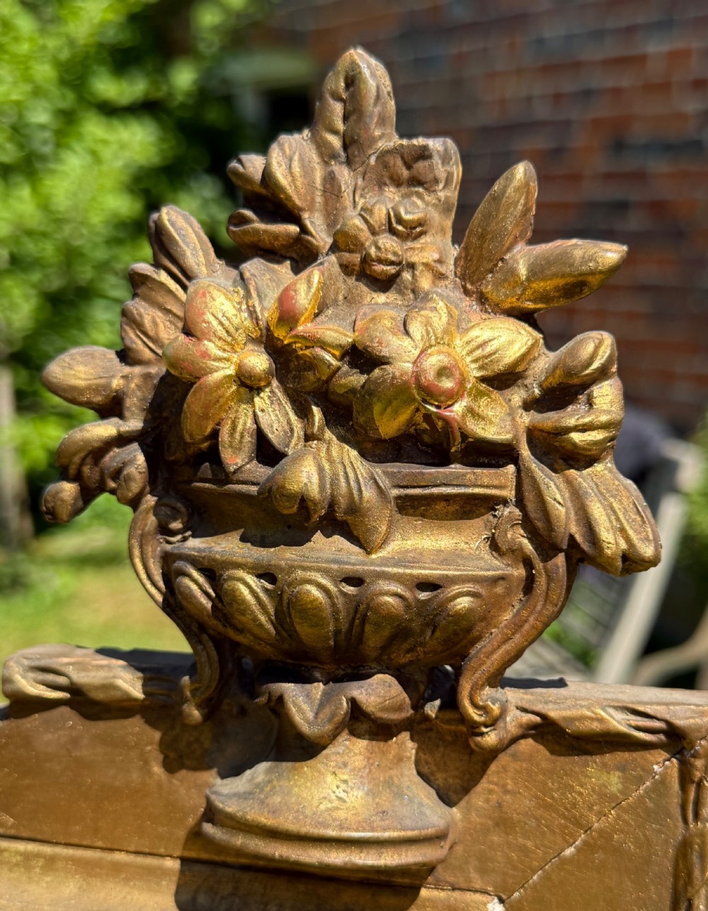 19th Century French gilt margin mirror with cherubs  View III