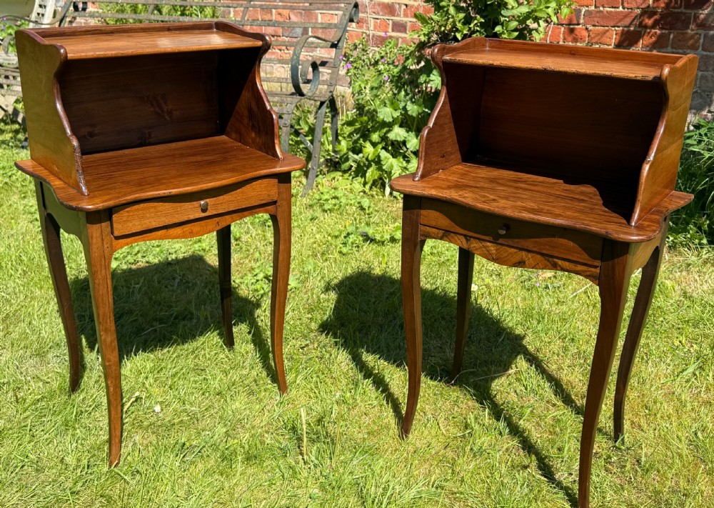 Pair of French country bedside tables in walnut  View II