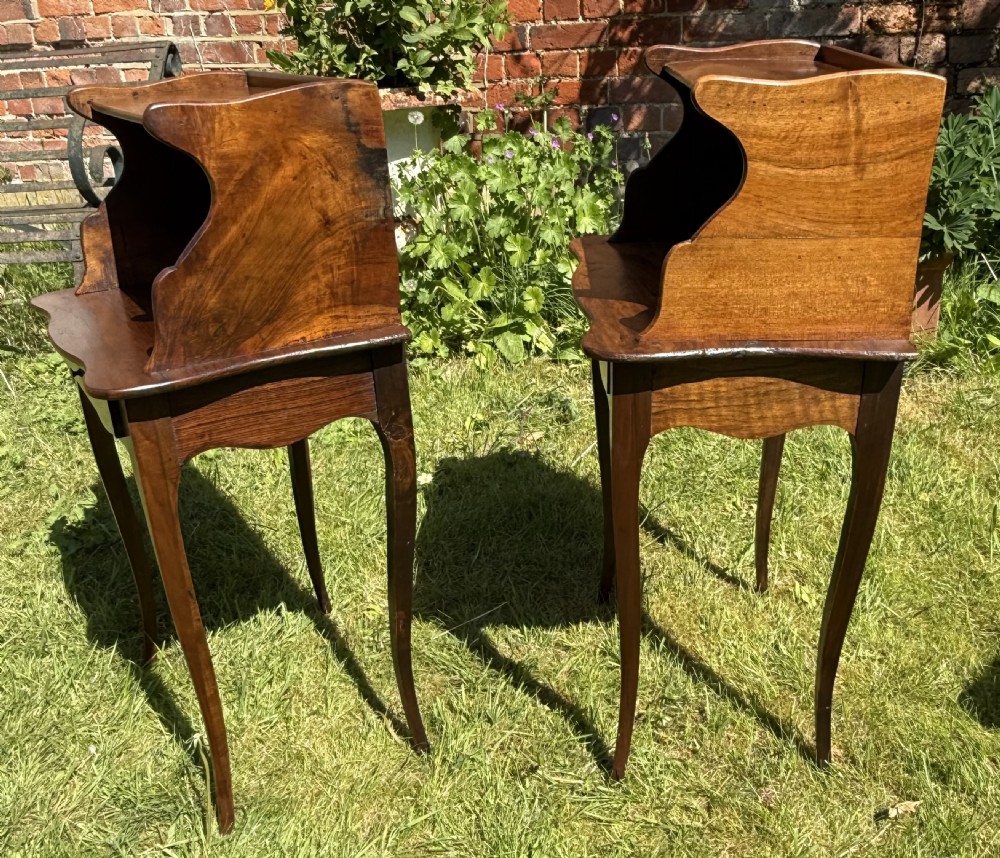 Pair of French country bedside tables in walnut  View III