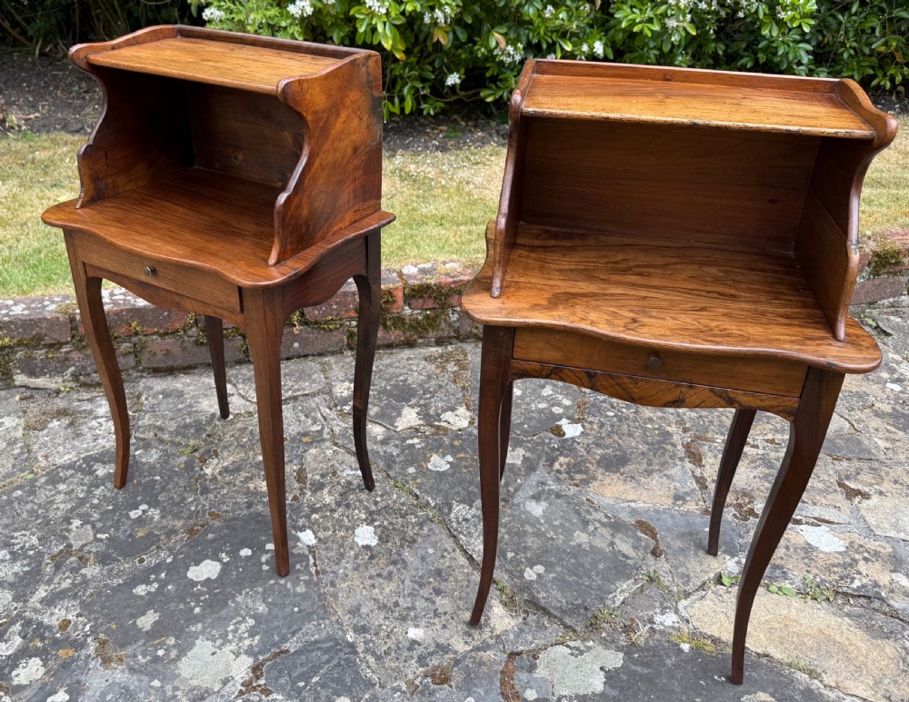 Pair of French country bedside tables in walnut  View IV
