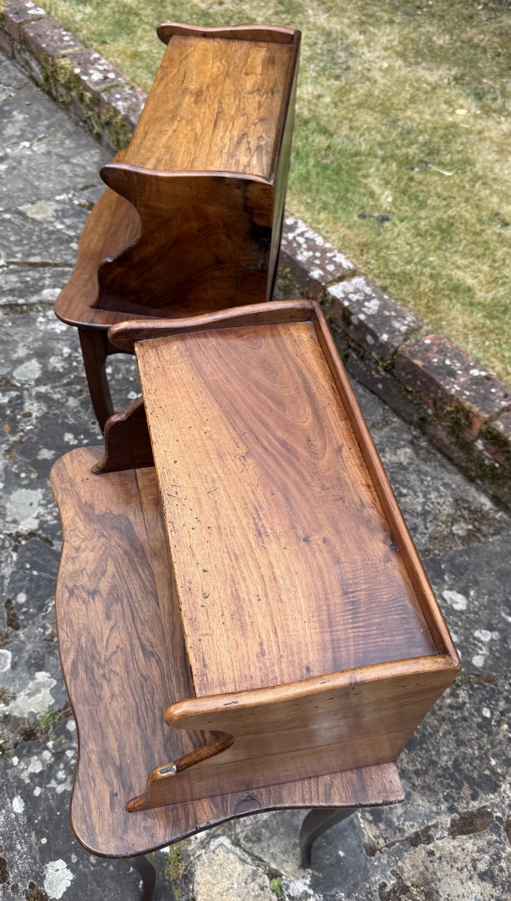 Pair of French country bedside tables in walnut  View V