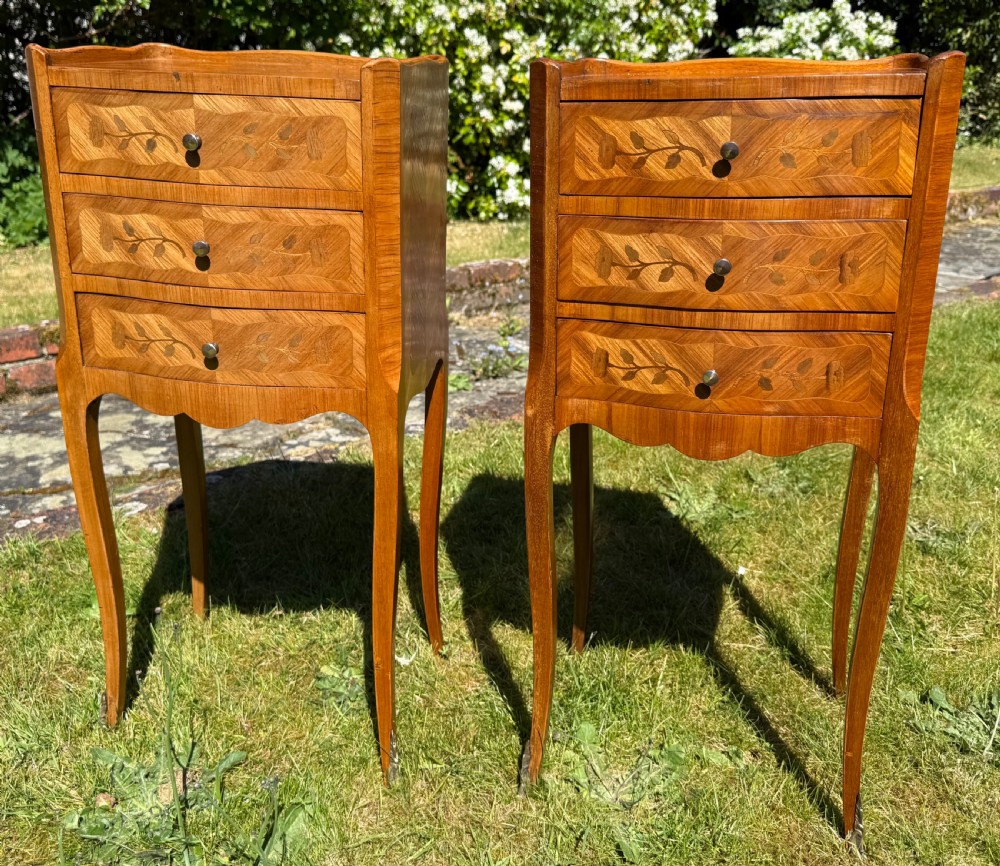 Pair of marquetry bedside tables