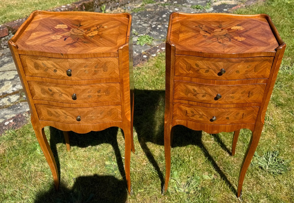 Pair of marquetry bedside tables View IV