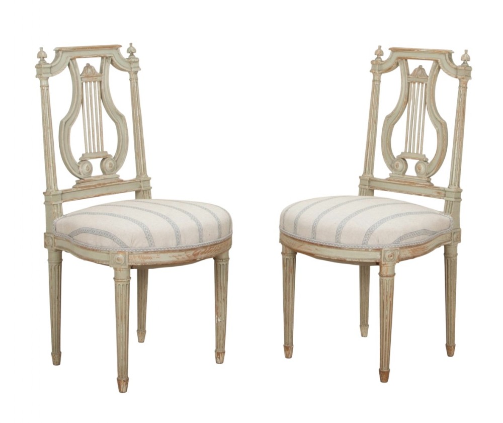 Pair Of 19th Century French Lyre Back Chairs
