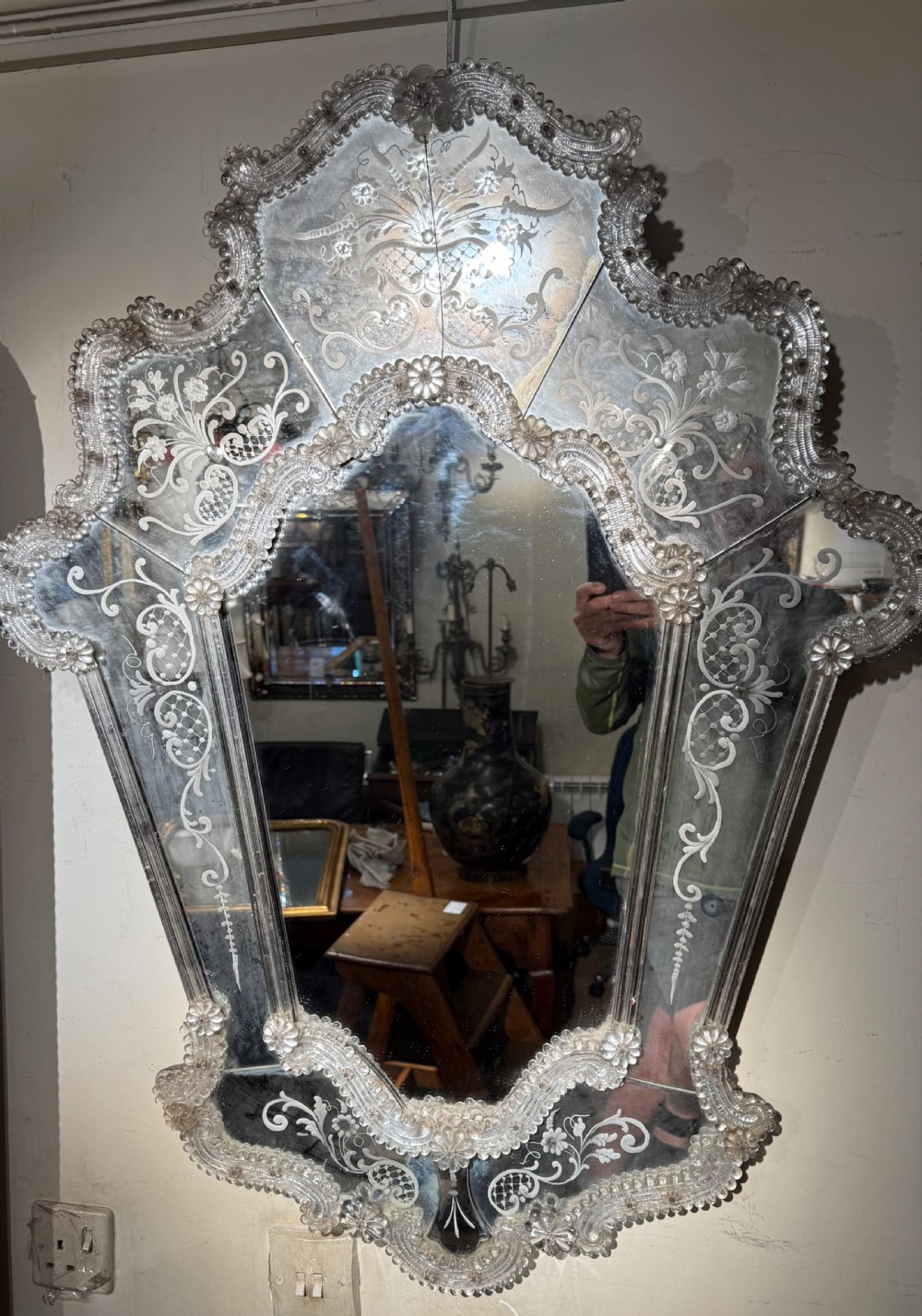 Large engraved Murano mirror
