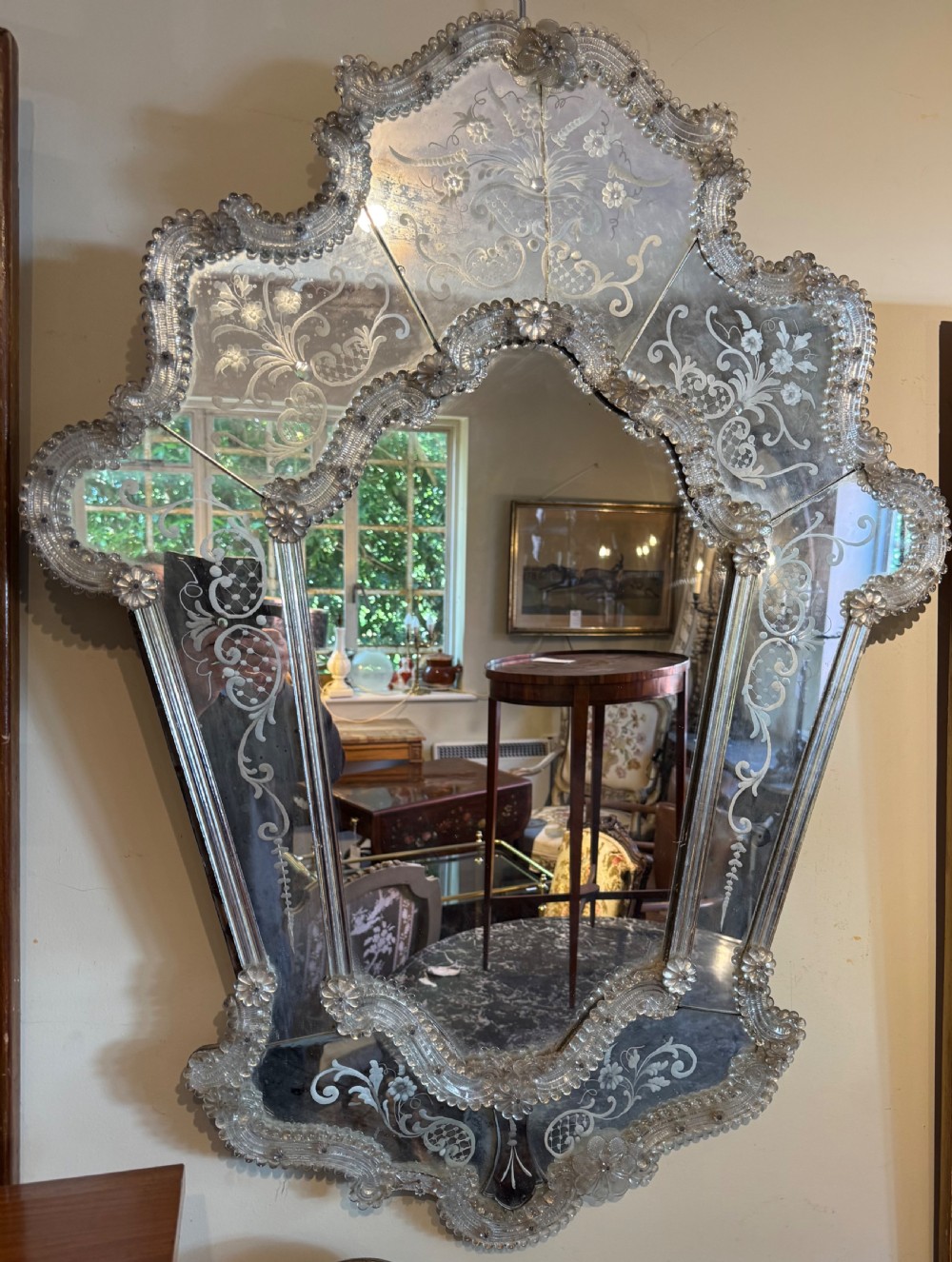 Large engraved Murano mirror View V