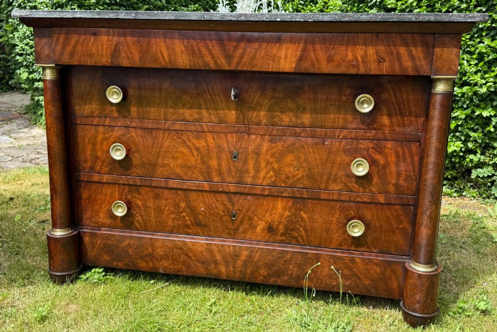French Empire commode in flame mahogany 