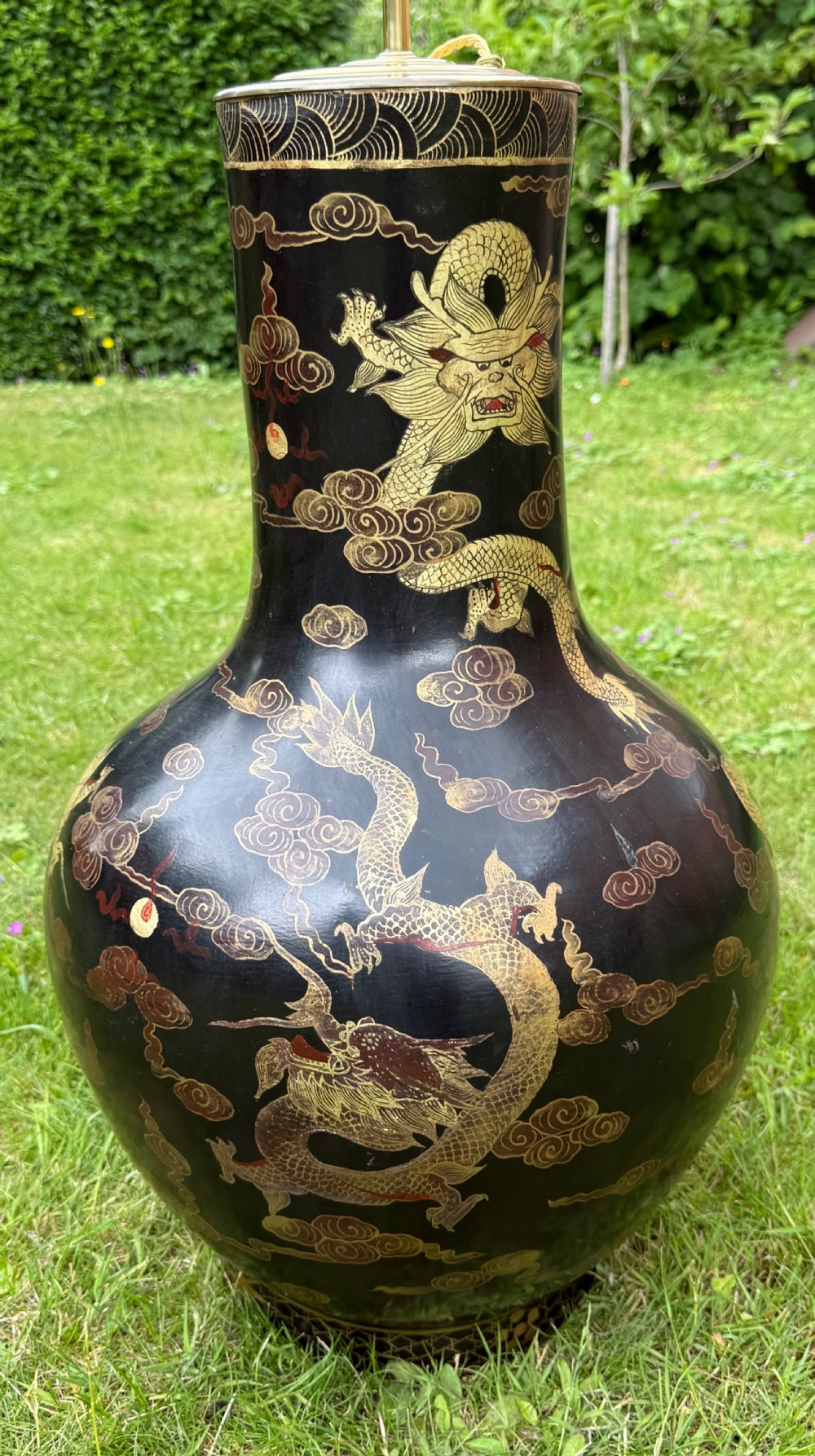 Very large composition and parcel gilt oriental lamp View II