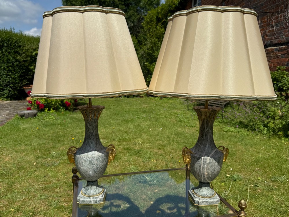 Pair of 19th Century marble and ormolu table lamps View IV